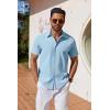 imageCOOFANDY Mens Button Down Shirts Short Sleeve Casual Shirt Summer Untucked Dress ShirtsLight Blue