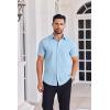 imageCOOFANDY Mens Button Down Shirts Short Sleeve Casual Shirt Summer Untucked Dress ShirtsLight Blue