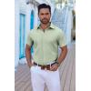 imageCOOFANDY Mens Button Down Shirts Short Sleeve Casual Shirt Summer Untucked Dress ShirtsLight Green