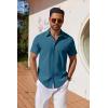 imageCOOFANDY Mens Button Down Shirts Short Sleeve Casual Shirt Summer Untucked Dress ShirtsMidnight Blue