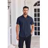 imageCOOFANDY Mens Button Down Shirts Short Sleeve Casual Shirt Summer Untucked Dress ShirtsNavy Blue