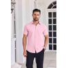 imageCOOFANDY Mens Button Down Shirts Short Sleeve Casual Shirt Summer Untucked Dress ShirtsPink
