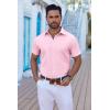 imageCOOFANDY Mens Button Down Shirts Short Sleeve Casual Shirt Summer Untucked Dress ShirtsPink