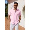 imageCOOFANDY Mens Button Down Shirts Short Sleeve Casual Shirt Summer Untucked Dress ShirtsPink