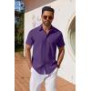 imageCOOFANDY Mens Button Down Shirts Short Sleeve Casual Shirt Summer Untucked Dress ShirtsPurple
