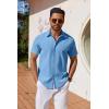 imageCOOFANDY Mens Button Down Shirts Short Sleeve Casual Shirt Summer Untucked Dress ShirtsSky Blue