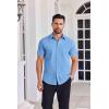 imageCOOFANDY Mens Button Down Shirts Short Sleeve Casual Shirt Summer Untucked Dress ShirtsSky Blue