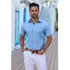 imageCOOFANDY Mens Button Down Shirts Short Sleeve Casual Shirt Summer Untucked Dress ShirtsSky Blue