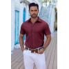 imageCOOFANDY Mens Button Down Shirts Short Sleeve Casual Shirt Summer Untucked Dress ShirtsWine Red
