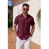 imageCOOFANDY Mens Button Down Shirts Short Sleeve Casual Shirt Summer Untucked Dress ShirtsWine Red