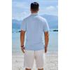 imageCOOFANDY Mens Button Down Shirts Short Sleeve Casual Shirts Summer Beach Linen Shirts with PocketClear Blue