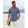 imageCOOFANDY Mens Button Down Shirts Short Sleeve Casual Summer Beach Shirts Vacation Wedding ShirtsBlue