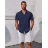 imageCOOFANDY Mens Button Down Shirts Short Sleeve Casual Summer Beach Shirts Vacation Wedding ShirtsNavy Blue
