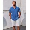 imageCOOFANDY Mens Button Down Shirts Short Sleeve Casual Summer Beach Shirts Vacation Wedding ShirtsOcean Blue