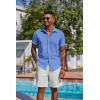 imageCOOFANDY Mens Button Down Shirts Short Sleeve Casual Summer Shirts Beach Wedding Shirt with PocketBlue