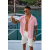 imageCOOFANDY Mens Button Down Shirts Short Sleeve Casual Summer Shirts Beach Wedding Shirt with PocketLight Pink