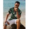 imageCOOFANDY Mens Button Down Short Sleeve Shirt Casual Beach Shirt Summer Vacation Textured ShirtsBlackgreen Leaves