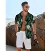 imageCOOFANDY Mens Button Down Short Sleeve Shirt Casual Beach Shirt Summer Vacation Textured ShirtsBlackgreen Leaves