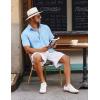 imageCOOFANDY Mens Button Down Short Sleeve Shirt Casual Cotton Summer Beach Linen Wedding Shirts with PocketClear Blue
