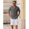 imageCOOFANDY Mens Button Down Short Sleeve Shirt Casual Cotton Summer Beach Linen Wedding Shirts with PocketDark Grey