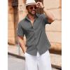 imageCOOFANDY Mens Button Down Short Sleeve Shirt Casual Cotton Summer Beach Linen Wedding Shirts with PocketDark Grey