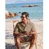imageCOOFANDY Mens Button Down Short Sleeve Shirt Casual Cotton Summer Beach Linen Wedding Shirts with PocketDark Khaki