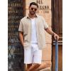 imageCOOFANDY Mens Button Down Short Sleeve Shirt Casual Cotton Summer Beach Linen Wedding Shirts with PocketKhaki