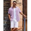 imageCOOFANDY Mens Button Down Short Sleeve Shirt Casual Cotton Summer Beach Linen Wedding Shirts with PocketLavender