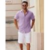 imageCOOFANDY Mens Button Down Short Sleeve Shirt Casual Cotton Summer Beach Linen Wedding Shirts with PocketLavender