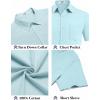 imageCOOFANDY Mens Button Down Short Sleeve Shirt Casual Cotton Summer Beach Linen Wedding Shirts with PocketLight Blue