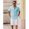 imageCOOFANDY Mens Button Down Short Sleeve Shirt Casual Cotton Summer Beach Linen Wedding Shirts with PocketLight Blue