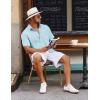 imageCOOFANDY Mens Button Down Short Sleeve Shirt Casual Cotton Summer Beach Linen Wedding Shirts with PocketLight Blue
