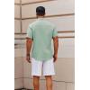 imageCOOFANDY Mens Button Down Short Sleeve Shirt Casual Cotton Summer Beach Linen Wedding Shirts with PocketLight Green