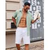 imageCOOFANDY Mens Button Down Short Sleeve Shirt Casual Cotton Summer Beach Linen Wedding Shirts with PocketLight Green