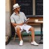imageCOOFANDY Mens Button Down Short Sleeve Shirt Casual Cotton Summer Beach Linen Wedding Shirts with PocketLight Grey