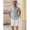 imageCOOFANDY Mens Button Down Short Sleeve Shirt Casual Cotton Summer Beach Linen Wedding Shirts with PocketLight Grey