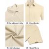 imageCOOFANDY Mens Button Down Short Sleeve Shirt Casual Cotton Summer Beach Linen Wedding Shirts with PocketLight Khaki