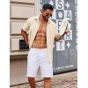 imageCOOFANDY Mens Button Down Short Sleeve Shirt Casual Cotton Summer Beach Linen Wedding Shirts with PocketLight Khaki