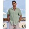 imageCOOFANDY Mens Button Down Short Sleeve Shirt Casual Cotton Summer Beach Linen Wedding Shirts with PocketMint Green