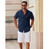 imageCOOFANDY Mens Button Down Short Sleeve Shirt Casual Cotton Summer Beach Linen Wedding Shirts with PocketNavy Blue