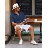 imageCOOFANDY Mens Button Down Short Sleeve Shirt Casual Cotton Summer Beach Linen Wedding Shirts with PocketNavy Blue