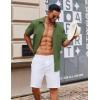 imageCOOFANDY Mens Button Down Short Sleeve Shirt Casual Cotton Summer Beach Linen Wedding Shirts with PocketOlive Green
