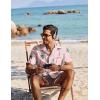 imageCOOFANDY Mens Button Down Short Sleeve Shirt Casual Cotton Summer Beach Linen Wedding Shirts with PocketPinkcoconut Tree