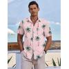 imageCOOFANDY Mens Button Down Short Sleeve Shirt Casual Cotton Summer Beach Linen Wedding Shirts with PocketPinkcoconut Tree