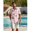 imageCOOFANDY Mens Button Down Short Sleeve Shirt Casual Cotton Summer Beach Linen Wedding Shirts with PocketPinkcoconut Tree