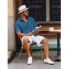 imageCOOFANDY Mens Button Down Short Sleeve Shirt Casual Cotton Summer Beach Linen Wedding Shirts with PocketSea Blue