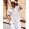 imageCOOFANDY Mens Button Down Short Sleeve Shirt Casual Cotton Summer Beach Linen Wedding Shirts with PocketWhite