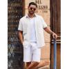 imageCOOFANDY Mens Button Down Short Sleeve Shirt Casual Cotton Summer Beach Linen Wedding Shirts with PocketWhite