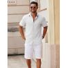 imageCOOFANDY Mens Button Down Short Sleeve Shirt Casual Cotton Summer Beach Linen Wedding Shirts with PocketWhite