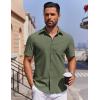 imageCOOFANDY Mens Button Down Short Sleeve Shirt Casual Dress Shirt Untucked Summer Shirts with PocketArmy Green